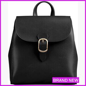 Vegan Leather Convertible Backpack Daypack 3-Way Strap Vintage Minimal Chic